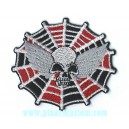 Patch ecusson skull  tete de mort aill&eacute;e toile d'araign&eacute;e 