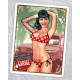 Sticker pinup tattoo girl sexy maillot rouge poids blanc fond ford f1 old Pinup 12
