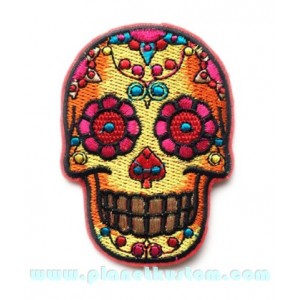 Patch ecusson skull dia de la muerte multicolor day of dead sugar skull