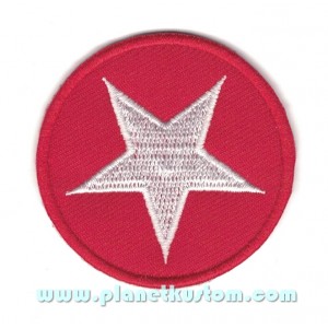 Patch ecusson &eacute;toile blanche dans rond rouge white star