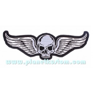 Patch ecusson skull wings biker tete de mort ail&eacute;e grand dos