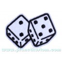 Patch &eacute;cusson white dice d&eacute;s blanc seven sept chance luck
