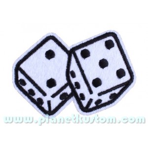 Patch &eacute;cusson white dice d&eacute;s blanc seven sept chance luck