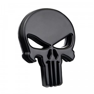 Sticker autocollant skull the punisher black badge 3d m&eacute;tal 5