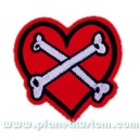 Patch ecusson thermocollant bones cross on heart coeur os crois&eacute;