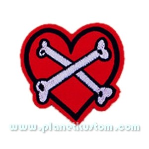 Patch ecusson thermocollant bones cross on heart coeur os crois&eacute;