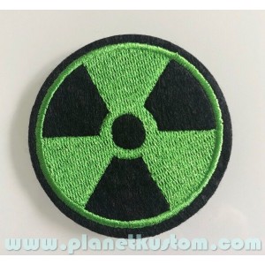 Patch ecusson nucl&eacute;are trisecteur danger radioactif nucl&eacute;aire vert