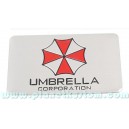 Sticker umbrella corporation logo rectangle fond alu bross&eacute; badge 3d m&eacute;tal