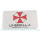 Sticker umbrella corporation logo rectangle fond alu bross&eacute; badge 3d m&eacute;tal