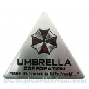 Sticker umbrella corporation logo used triangle fond alu bross&eacute; badge 3d m&eacute;tal