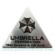 Sticker umbrella corporation logo used triangle fond alu bross&eacute; badge 3d m&eacute;tal