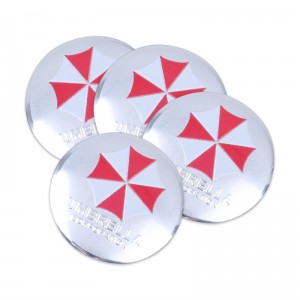 Lot de 4 sticker badge centre de roue voiture umbrella corporation logo rond badge 3d m&eacute;tal