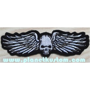 Patch ecusson skull wings biker tete de mort ail&eacute;e taille moyenne