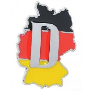 Sticker autocollant badge chrome 3D m&eacute;tal carte de l'allemagne D 19