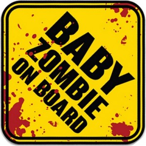 Sticker Baby zombie on board panneau b&eacute;b&eacute; zombie &agrave; bord sang