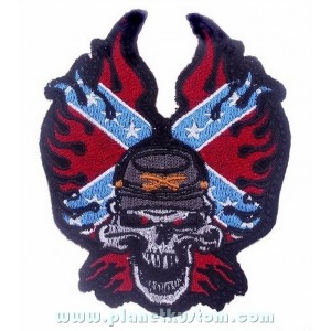 Patch ecusson skull sudiste conf&eacute;d&eacute;r&eacute; flaming flag g&eacute;n&eacute;ral lee