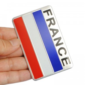 Sticker autocollant badge alu 3D m&eacute;tal drapeau France 29