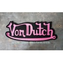 Patch ecusson von Dutch signature fushia fond noir dos large