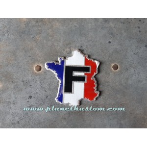 Sticker autocollant badge chrome 3D m&eacute;tal carte de france F noir 32