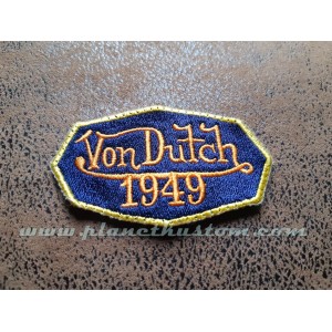 Patch ecusson von Dutch 1949 octogone signature orange fond fonc&eacute; old stock