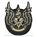 patch ecusson grande taille coeur sacr&eacute; aill&eacute; dor&eacute; flame