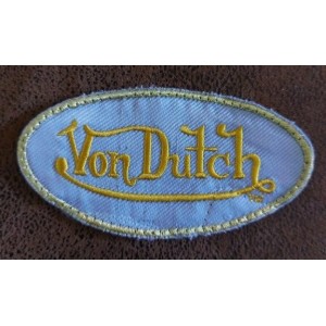 Patch ecusson von Dutch signature ovale dor&eacute; fond bleu moyen old stock rare