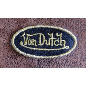Patch ecusson von Dutch signature ovale dor&eacute; fond noir moyen old stock rare