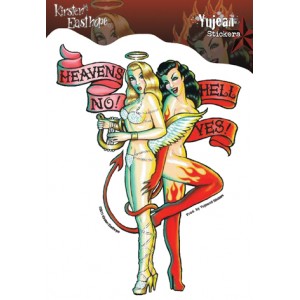 Sticker tattoo oldschool Pin Up Ange ou D&eacute;mon JA402