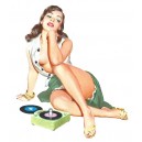 D&eacute;calcomanie Pin Up sexy tourne disque retro Reproduction d&eacute;calco vespa  DL64