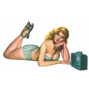 D&eacute;calcomanie Pin Up retro Reproduction d&eacute;calco vespa DL10