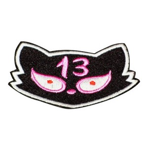 Patch t&ecirc;te de chat rouge et noir