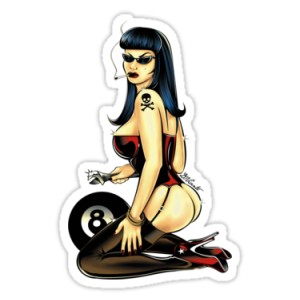 Sticker pin up m&eacute;ca sur 8 ball d.Vicente 8