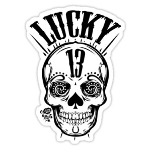 Sticker lucky 13 skull