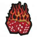 Patch &eacute;cusson flaming dice d&eacute;s flame