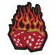 Patch &eacute;cusson flaming dice d&eacute;s flame